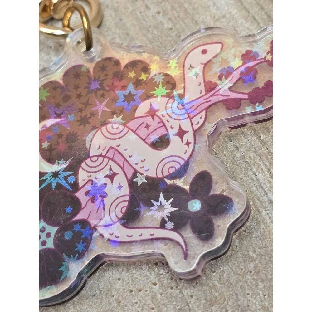 Chinese Zodiac Year of the Snake Celestial Holographic Acrylic Keychain Reptile